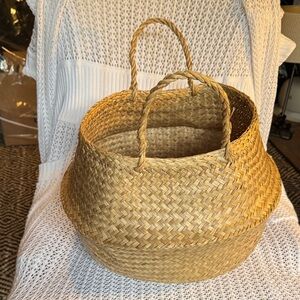 Woven Straw Basket with Handles